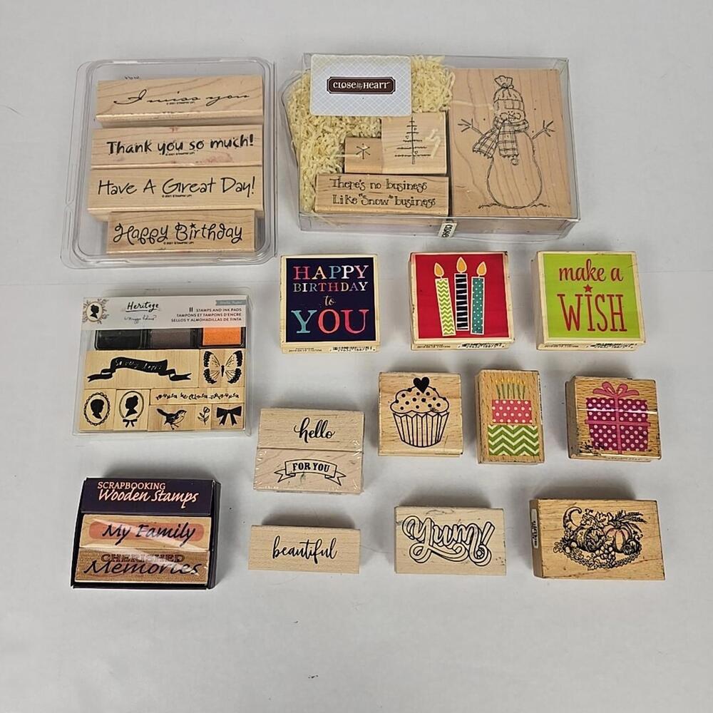Vintage Lot of Rubber Ink Stamps - Set of 29